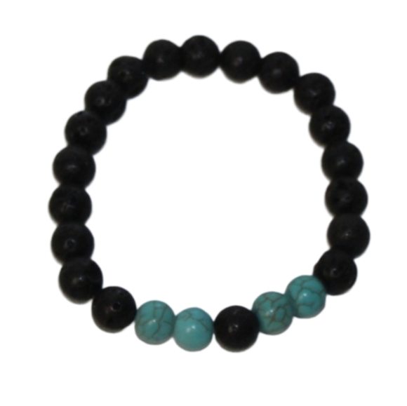 Black Agate & Turquoise Bracelet - Picture 7 of 12